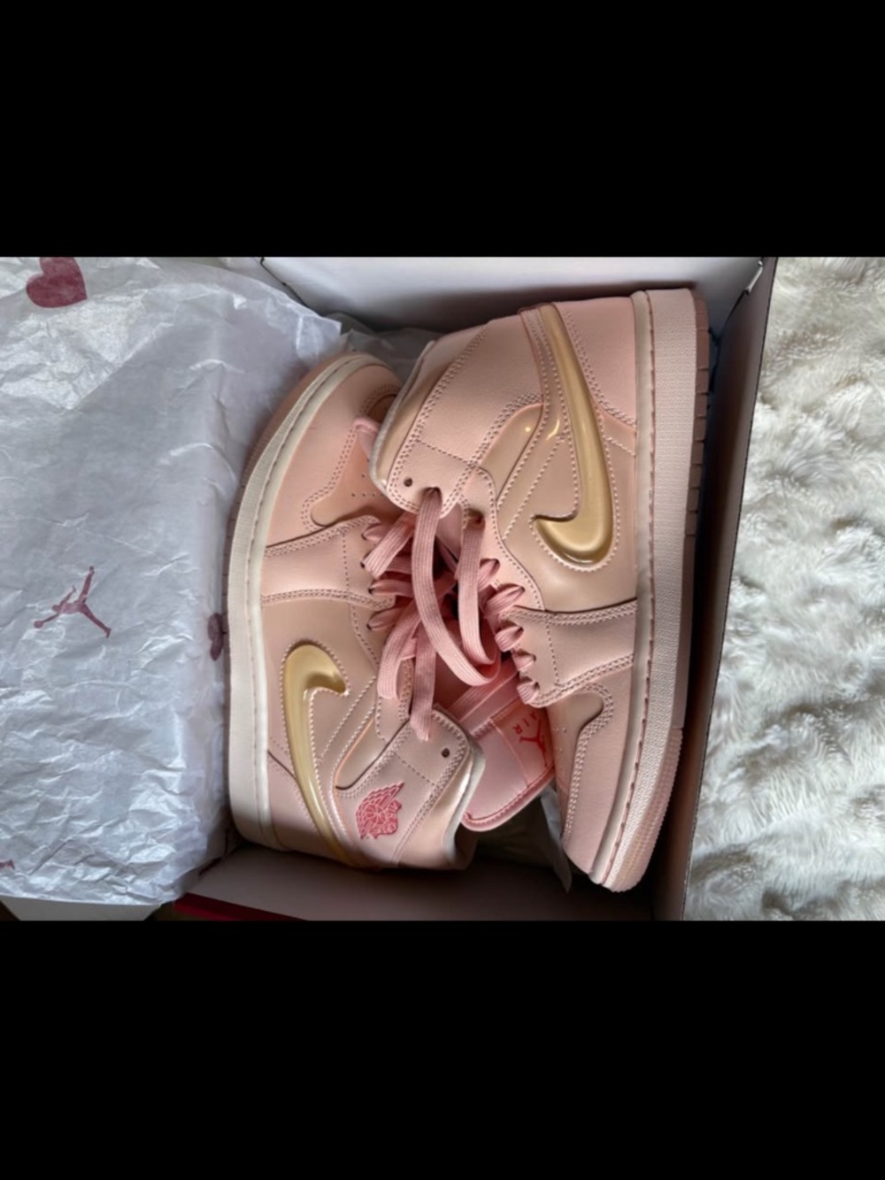 Jordan Women's Pink & Gold Mid-Top Sneakers
